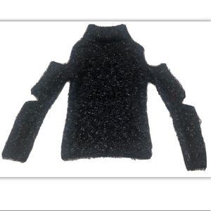 Jonathan Simkhai Womens Cold Shoulder Cut Out Fuzzy Turtleneck Sweater, size XS